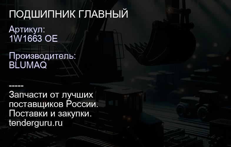 1W1663 OE ПОДШИПНИК ГЛАВНЫЙ | купить запчасти